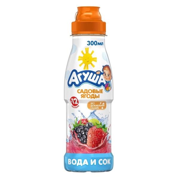 Вода детская и сок Агуша 300л садовые ягоды