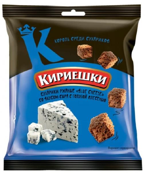 Сухарики Кириешки Ржаные со вкусом сыра с голубой плесенью 40г 