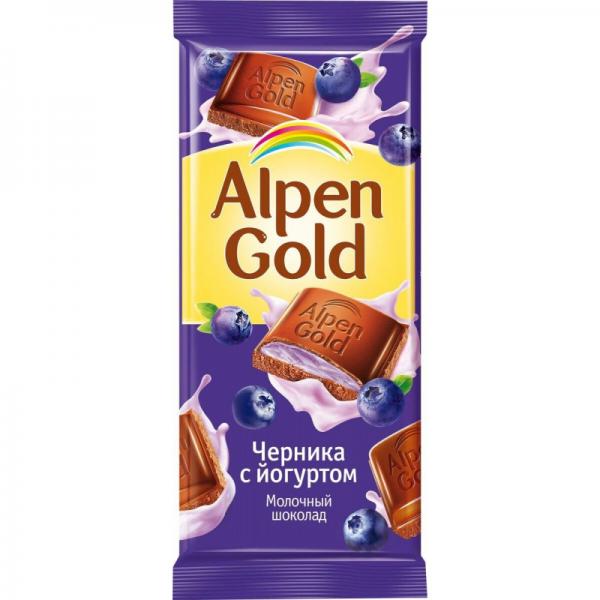 Шоколад AlpenGold молочный чернично-йогуртовая начинка 85г