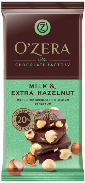 Шоколад O'Zera Milk&Extra Hazelnut 90г /ПШ504/