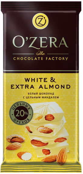 Шоколад O'Zera White&Extra Almond 90г