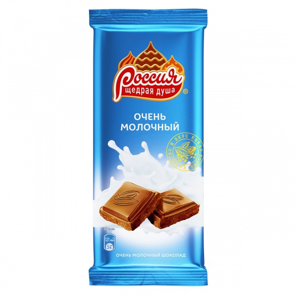 Шоколад Россия Щедрая душа Очень молочный 82г 